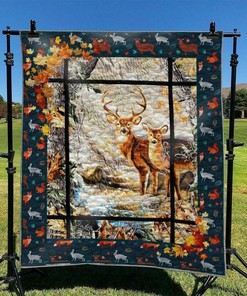 Deer Quilt Blanket Bedding Set Bedroom Decor, Gifts for Family