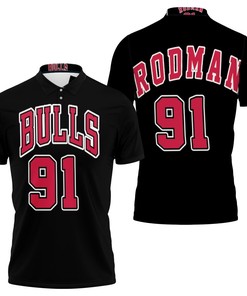 Dennis Rodman Chicago Bulls 1995-96 Hardwood Classics Jersey Polo Shirt