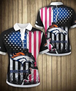 Denver Broncos American Flag Polo Shirt Gift for Fans