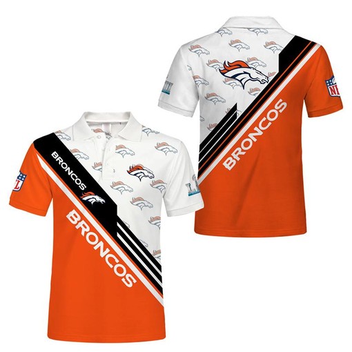 Denver Broncos Button Up Polo Shirt Gift for Fans