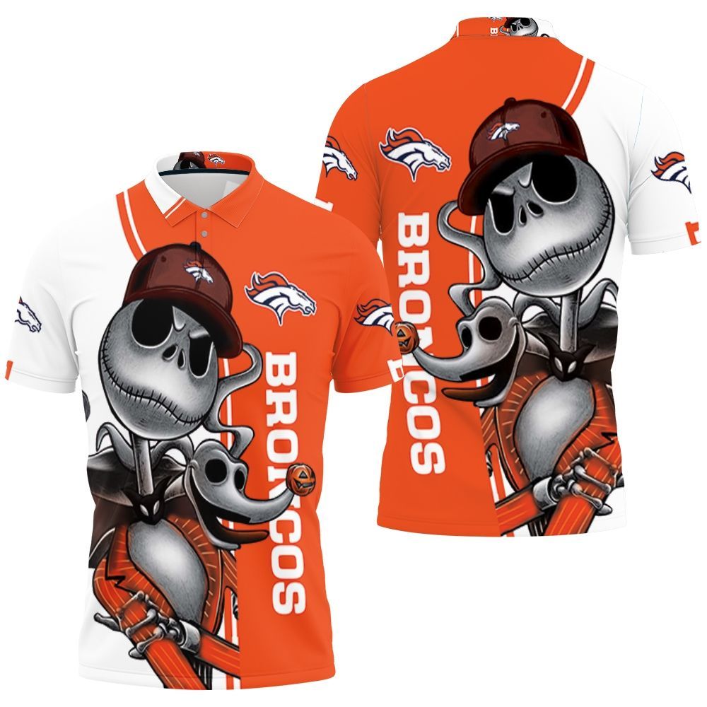 Denver Broncos Jack Skellington And Zero Polo Shirt
