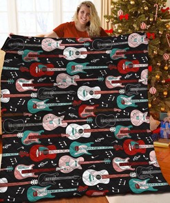 Design Your Own Personalized Guitar Theme Quilt Bedding Set for Bedroom Decor