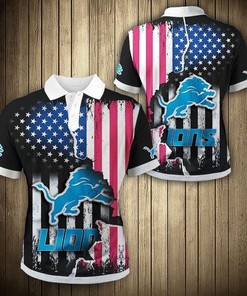 Detroit Lions American Flag Polo Shirt