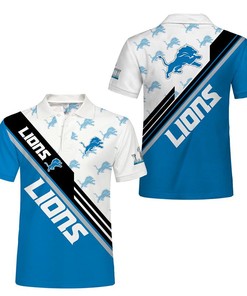 Detroit Lions Button Up Polo Shirt