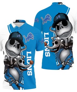 Detroit Lions Jack Skellington And Zero Polo Shirt