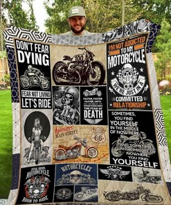 Devil Rider Motorcycle Blanket Quilt Bedding Set Bedroom Decor, Gifts for Family