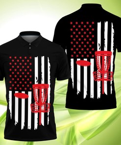 Disc Golf American Flag Polo Shirt