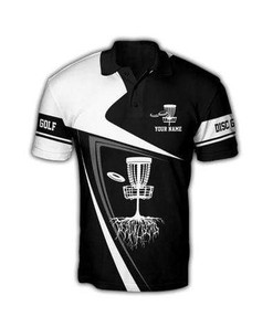 Disc Golf Love Black And White Custom Name 3D Polo Shirt