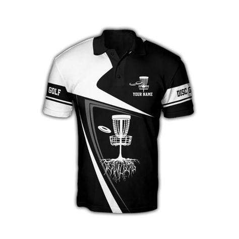 Disc Golf Love Black And White Custom Name 3D Polo Shirt