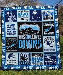 Diving Girl Quilt Bedding Set with Name Personalization, Suitable for Home Decor and Picnic, Gifts for Family