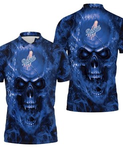 Dodgers Mlb Fans Skull Polo Shirt
