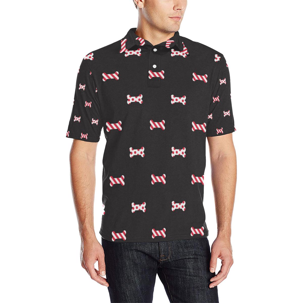 Dog Bone Pattern Print Design 04 Men Polo Shirt