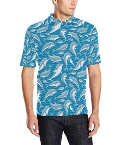 Dolphin Cute Print Pattern Men Polo Shirt