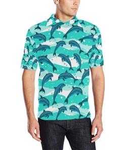 Dolphin Design Print Pattern Men Polo Shirt