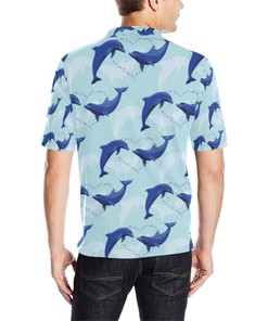 Dolphin Heart Pattern Men Polo Shirt