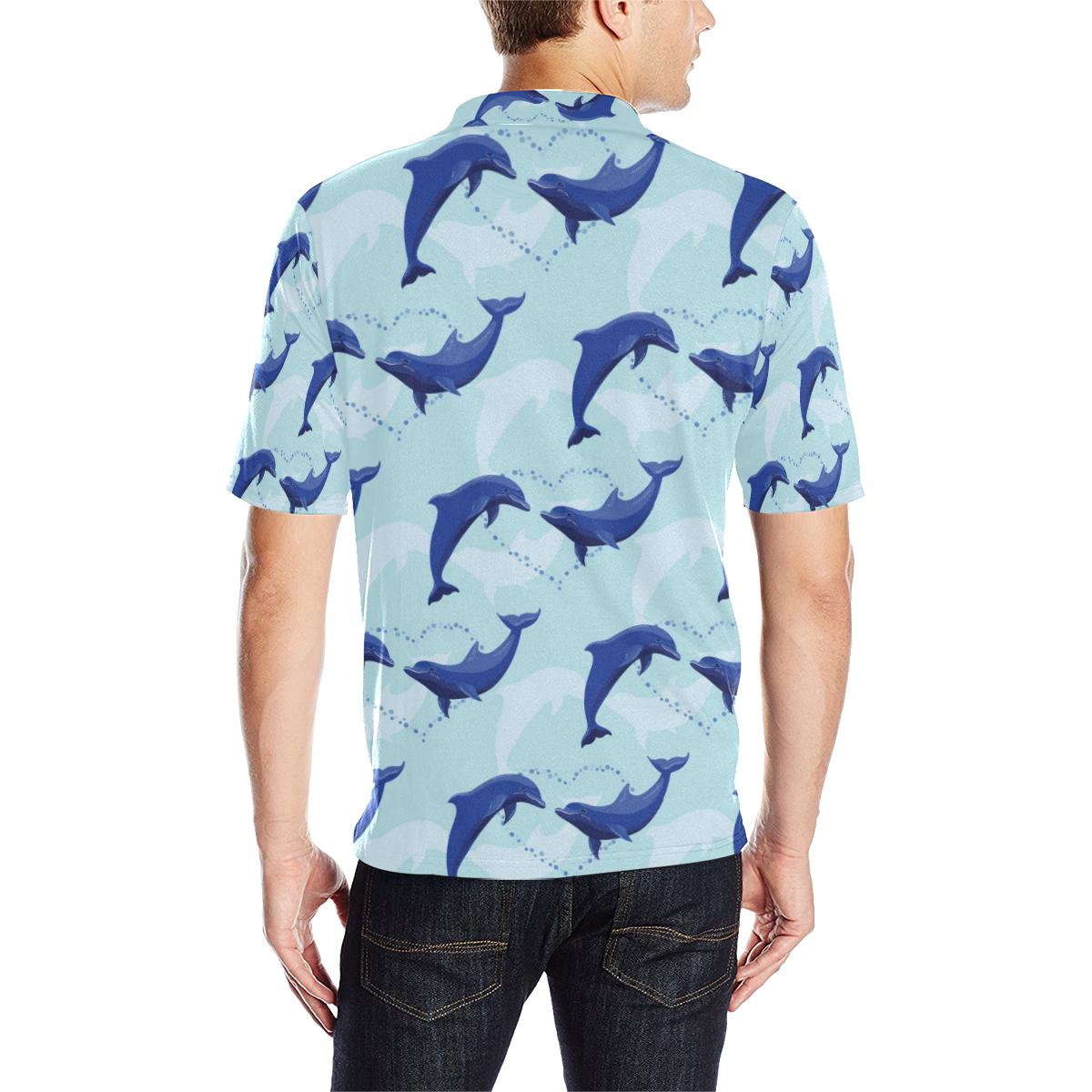 Colorful Dolphin Pattern Print Men Pullover Hoodie
