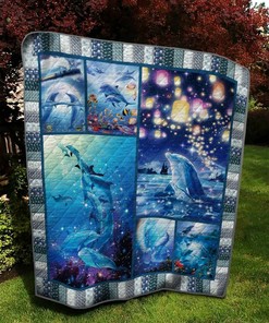 Dolphin I Saw An Angel Quilt Bedding Set Blanket Bedroom Decor, Gifts for Family