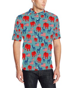 Donkey Red Elephant Pattern Print Design 03 Men Polo Shirt