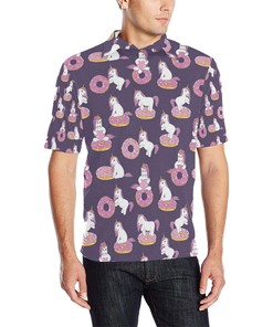 Donut Unicorn Pattern Print Design Dn011 Men Polo Shirt