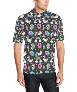 Donut Unicorn Pattern Print Design Dn09 Men Polo Shirt