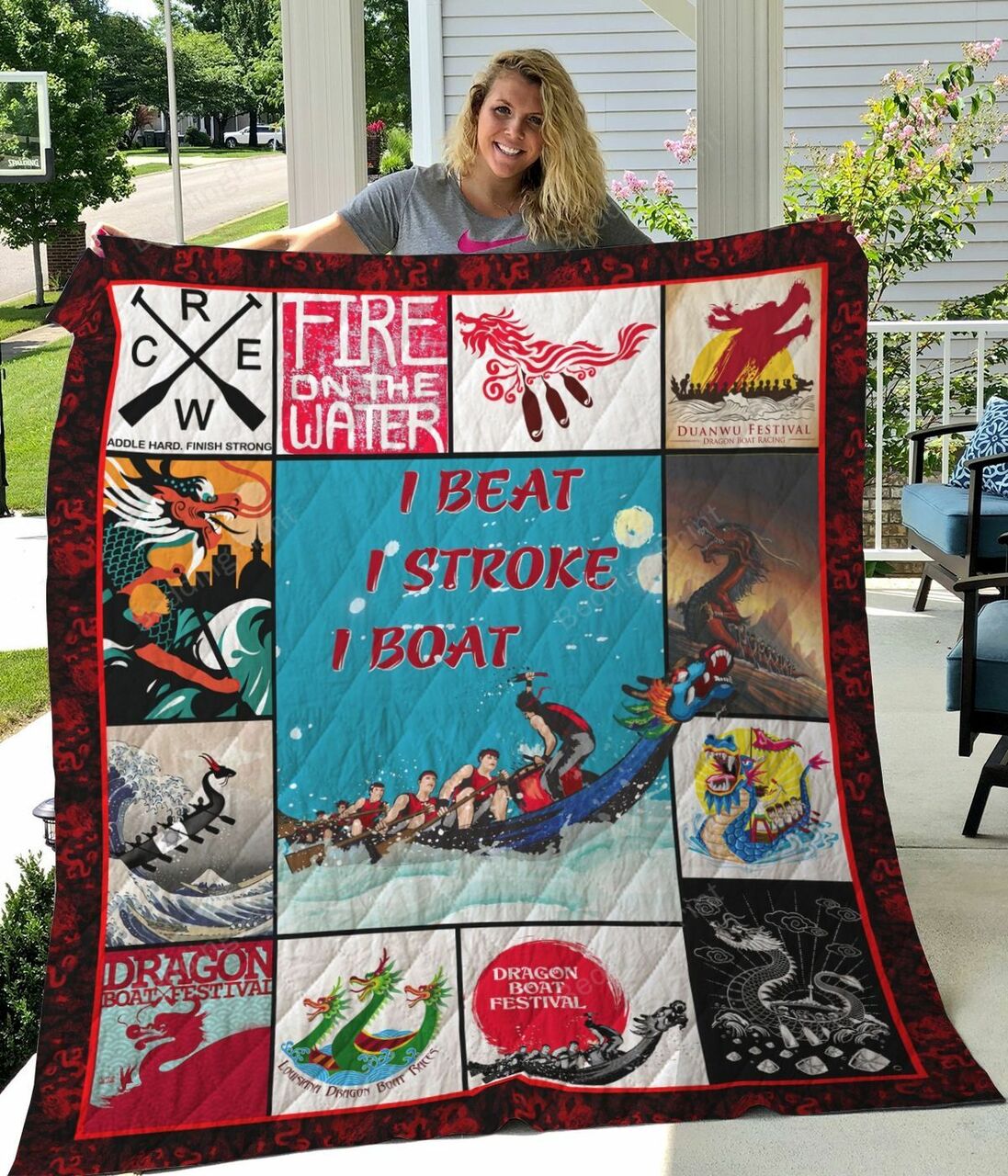Dragon Boat I Beat I Stroke I Boat Quilt Bedding Set Blanket