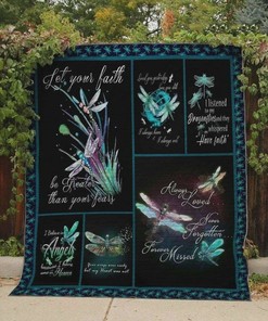 Dragonfly Let Your Faith Be Greater Than Your Fears Quilt Bedding Set Blanket
