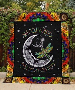 Dragonfly Moon Personalized Quilt Bedding Set - Great for Bedroom Decor and Family Gifts