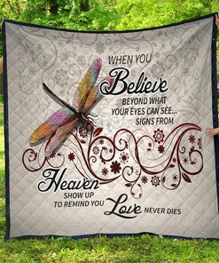 Dragonfly Signs From Heaven Show Up To Remind You Love Never Dies Quilt Bedding Set Blanket