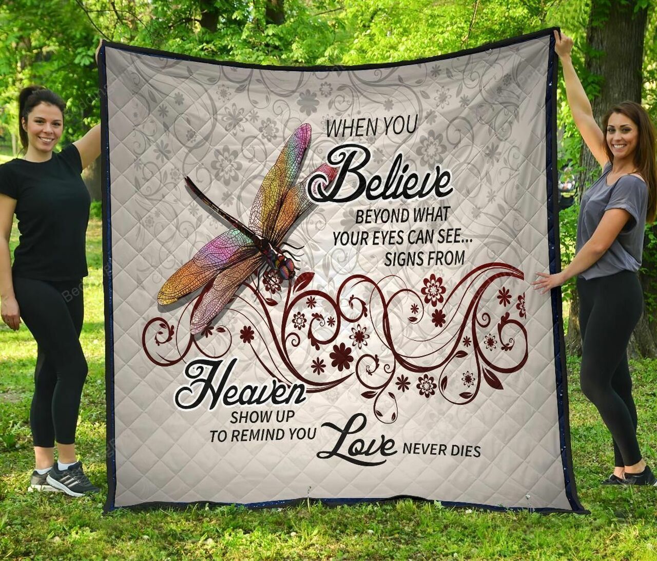 Dragonfly Signs From Heaven Show Up To Remind You Love Never Dies Quilt Bedding Set Blanket