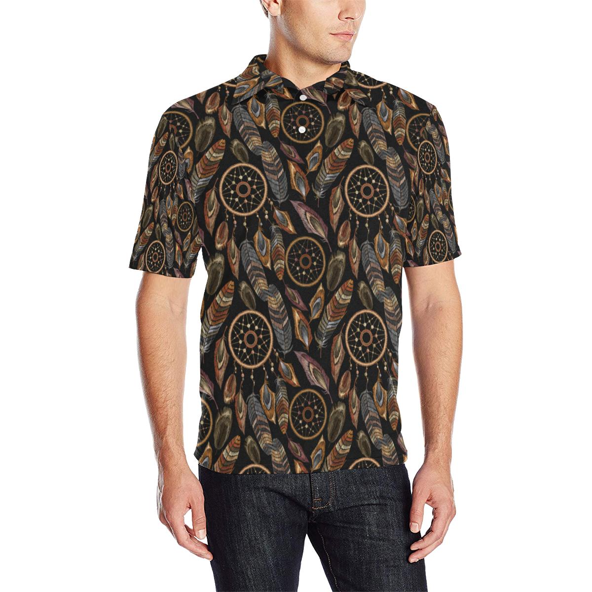 Dream Catcher Embroidered Style Men Polo Shirt