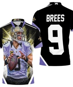 Drew Brees 9 New Orleans Saints Purple Polo Shirt All-Over Print