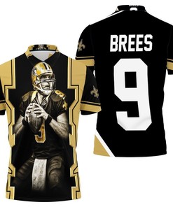 Drew Brees New Orleans Saints Black Polo Shirt
