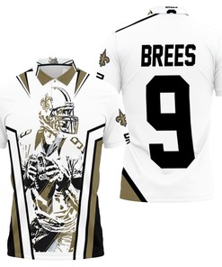 Drew Brees New Orleans Saints Watercolor White Background Polo Shirt