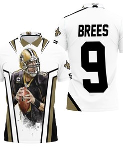 Drew Brees New Orleans Saints White Background Polo Shirt