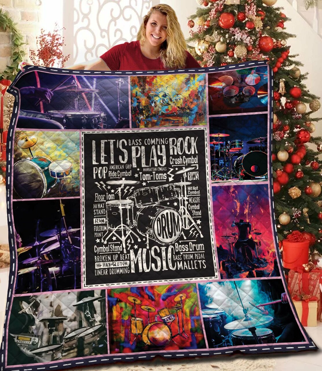 Drummer Quilt Bedding Set Bedroom Decor, Gifts for Family