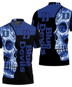 Duke Blue Devils Ncaa Skull 3D Polo Shirt