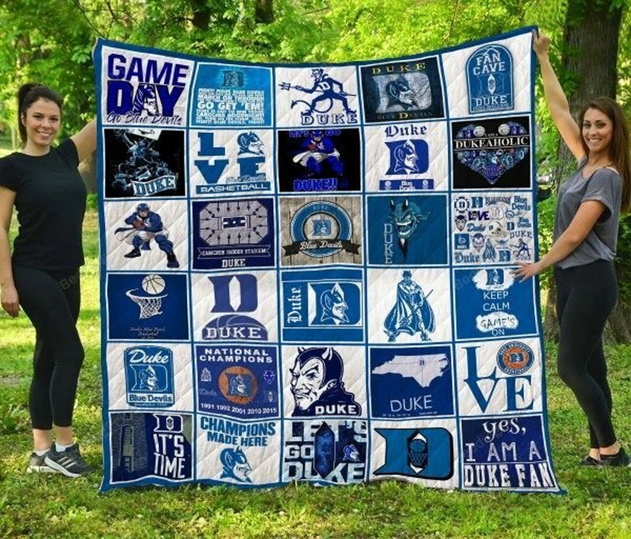Duke Blue Devils Personalized Quilt Blanket Bedding Set - Great for Bedroom Decor and Family Gifts