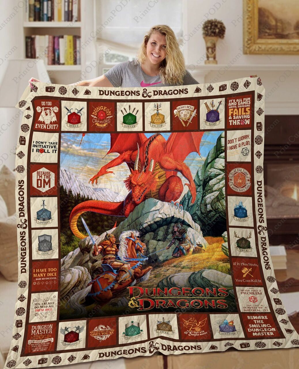 Dungeons And Dragons Quilt Bedding Set Blanket For Fans Lover Bedroom Decor, Gifts for Family