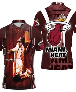 Dwyane Wade 3 Miami Heat Fire Slam Dunk Art For Fan Polo Shirt