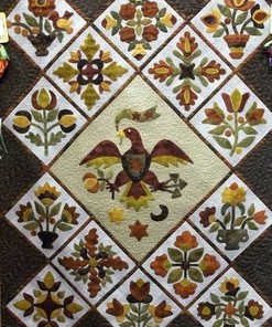 Eagle and Flower Pots Lovers Quilt Bedding Set - Great for Home Decor