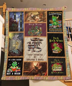 Easily Distracted By Dragons And Books Quilt Bedding Set Blanket