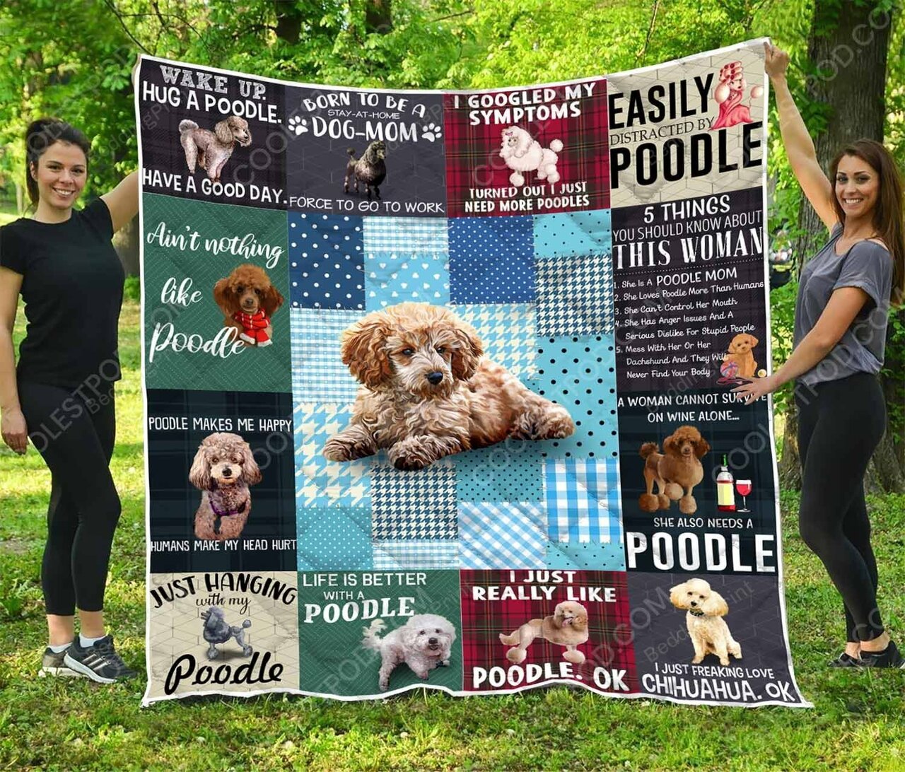 Easily Distracted By Poodle Quilt Bedding Set Blanket