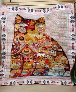 Eat Cat Quilt Bedding Set Bedroom Decor, Gifts for Family
