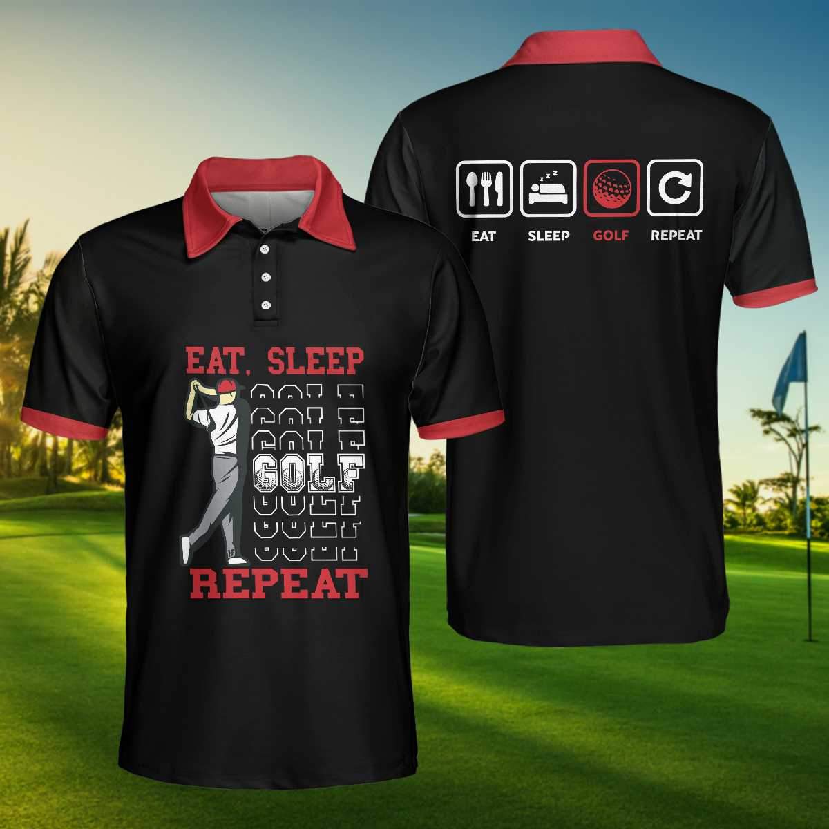 Eat, Sleep, Golf Repeat Polo Shirt