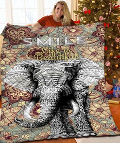 Elegant Elephant Mandala Quilt Bedding Set for Boho Home Decor - Family Gifts