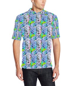 Elephant Art Color Print Pattern Men Polo Shirt