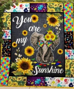 Elephant Autism You Are My Sunshine Quilt Bedding Set Blanket Gifts For Elephant Lover