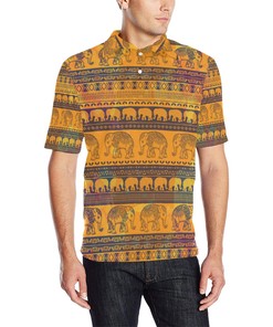 Elephant Aztec Men Polo Shirt