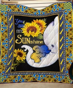 Elephant Mom And Baby Sunflower You Are My Sunshine Quilt Bedding Set Blanket Gifts For Elephant Lover