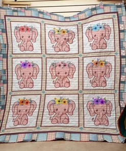 Elephant Personalized Quilt Bedding Set for Home Decor and Great Family Gifts
